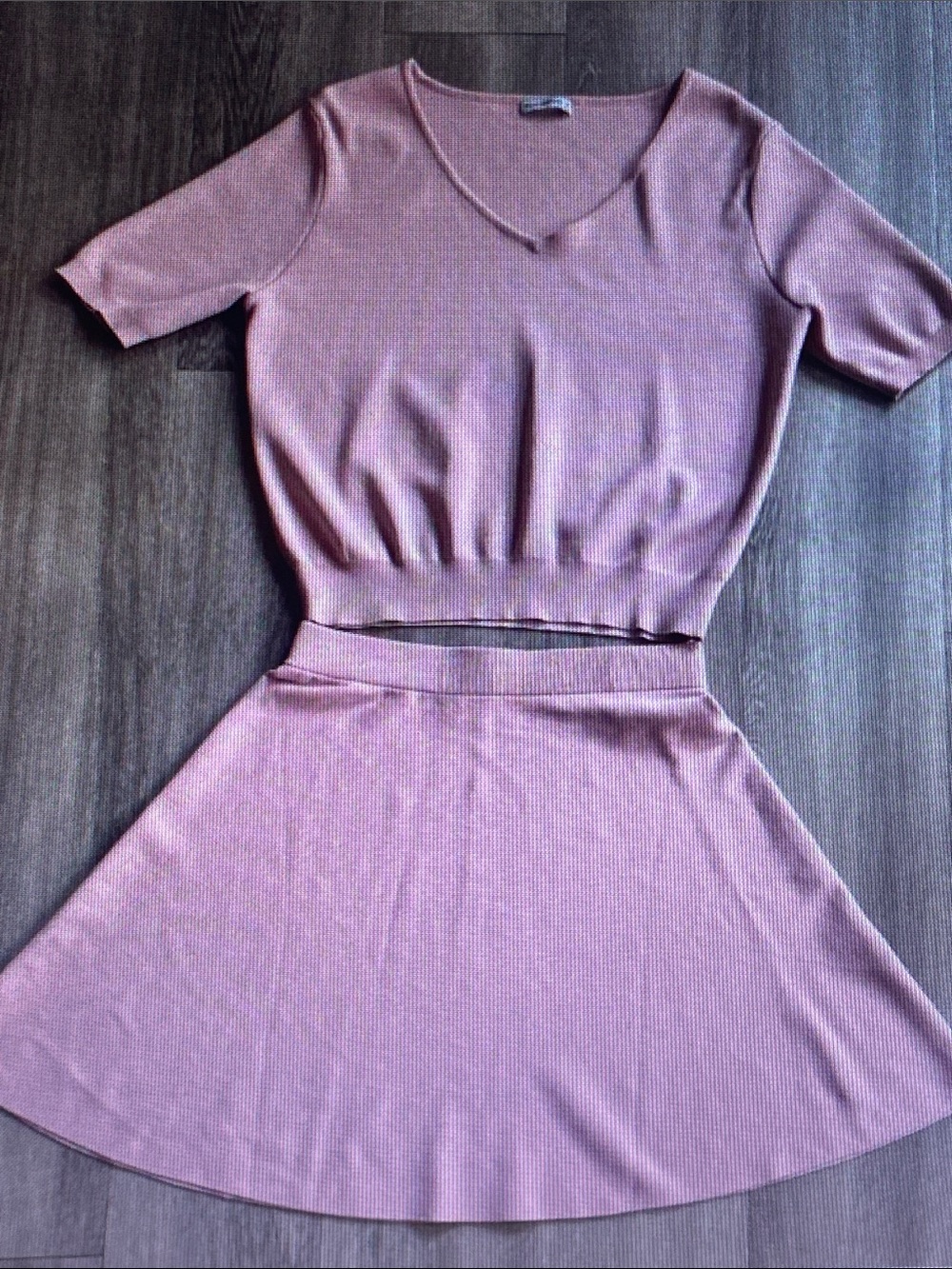 Hollister Dusty Mauve Knit Crop Top & Skirt Set